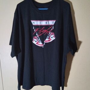 Men's Jordan Flight Air 1 Shoes Black Graphic Short Sleeve T-Shirt